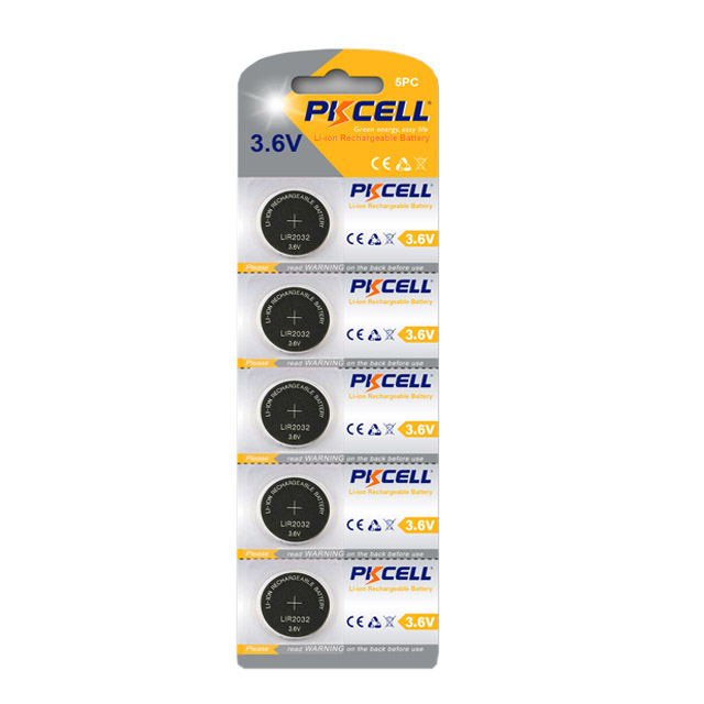 3.6V lir2032 wearable device coin battery rechargeable button battery 3.6v li-ion button rechargeable battery lir3032