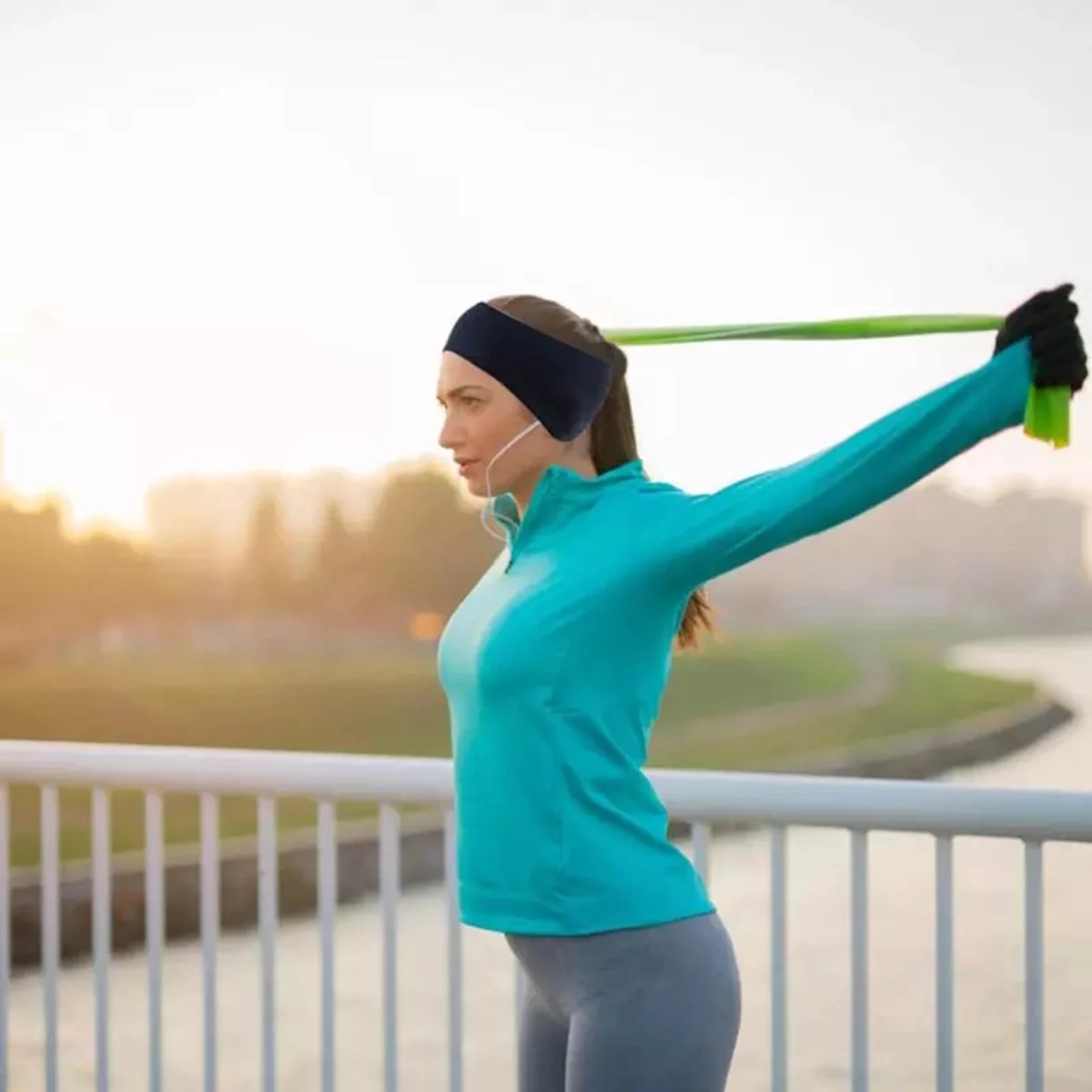 Outdoor Fleece Ponytail Headband Yoga Fitness Sports Running Ear Protection Headgear Women Windproof Warm Sweatband New