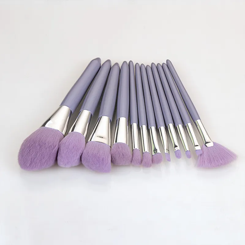 10 Pcs Brush Sets Makeup Professional Wood Purse Handles Complete Synthetic Purple Makeup Brush Set Vegan