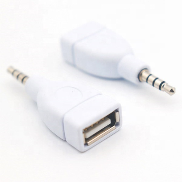 Адаптер 3,5 мм штекер-USB 2,0 гнездо белый цвет коннектор