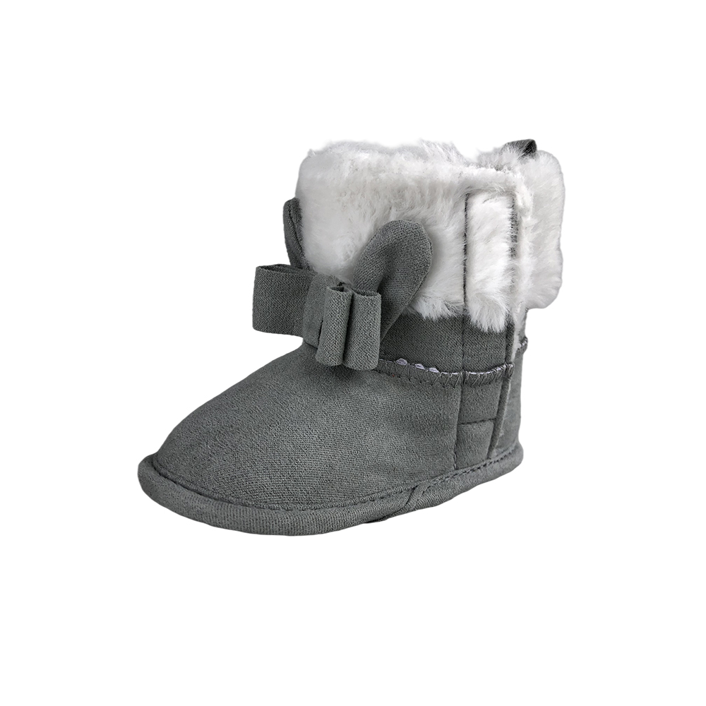 French grey infant toddlers soft sole crib shoes baby first walkers plush boots
