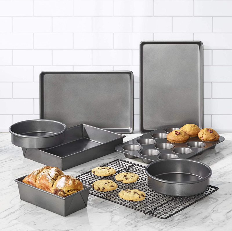 Silver Professional Non-stick Carbon Steel 8-piece Bakeware Sets Bakeware