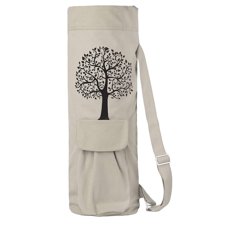 Eco Friendly Cotton Yoga Mat Carry Bag Shoulder Sling Portable Outdoor Canvas Yoga Mat Bag For Women