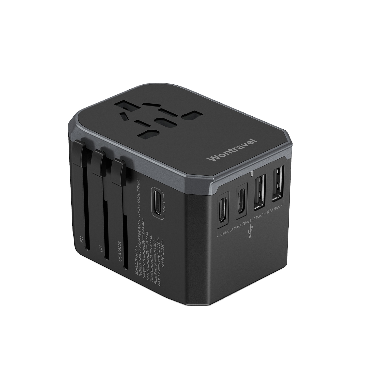 Wontrave 2 USB 3 Type C оптовая продажа универсальная розетка Международная дорожная адаптер зарядное устройство