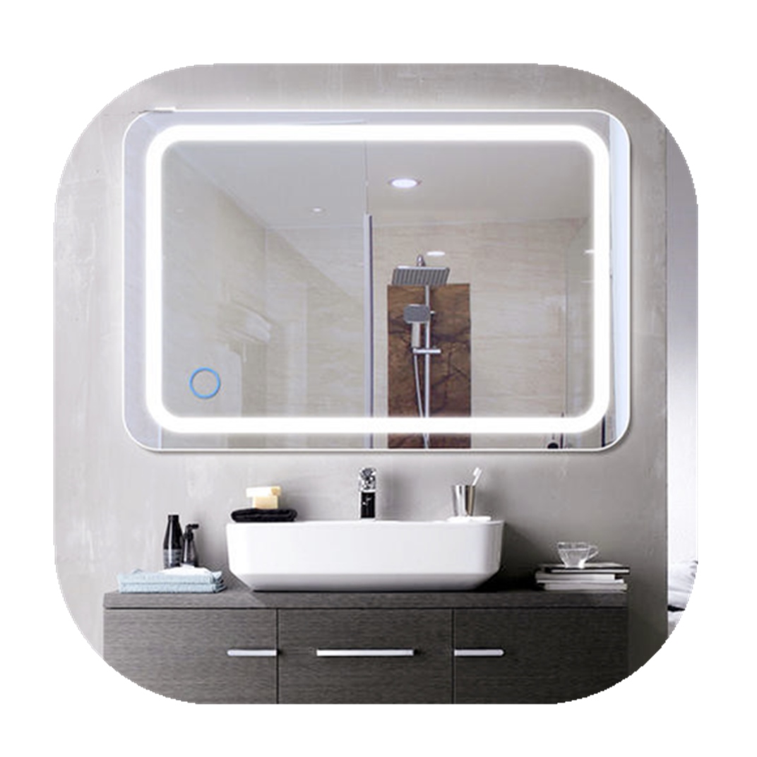 Home Decoration frameless design led light bathroom wall mirror