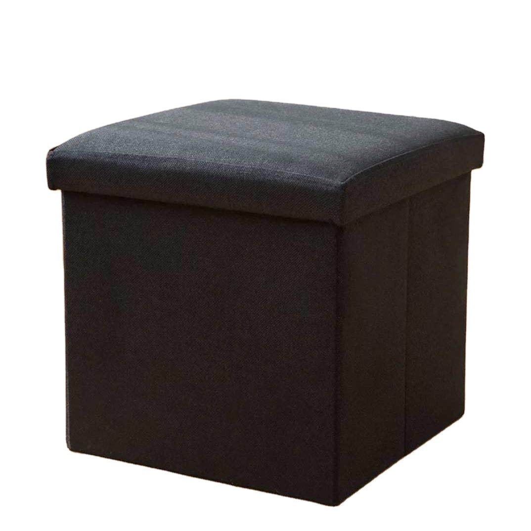 Home Office Fabric Square Folding Storage Ottoman Bed Stool