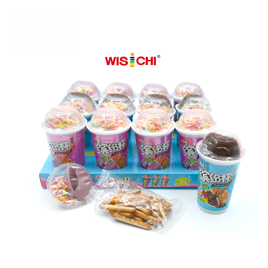 Free sample chocolate cup finger biscuits custom finger biscuit sugar needle sprinkles candy
