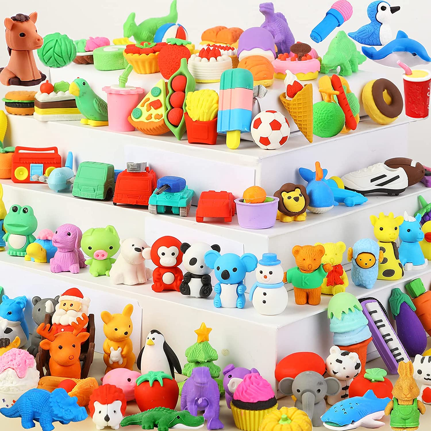 Erasers for Kids Classroom Prizes, Gifts for Kids, Removable Assembly Animal Puzzle Erasers for Party Favors