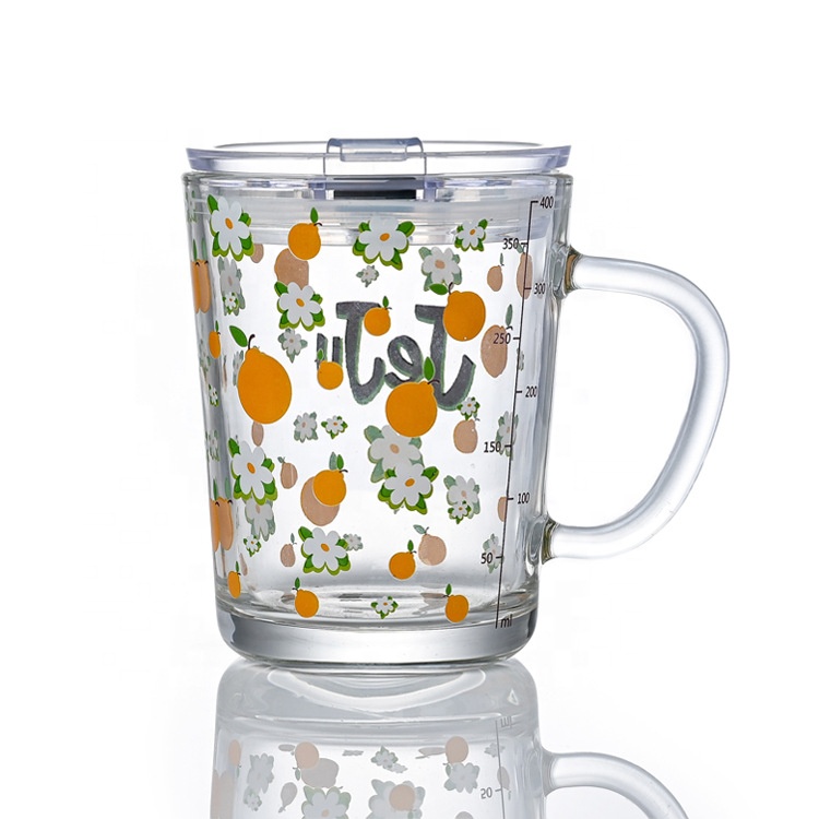 Techome New Arrival 450ml High capacity Transparent Glass Cold Tea Cup Mug Juice Cold Drink Water Bottle With Straw for gift