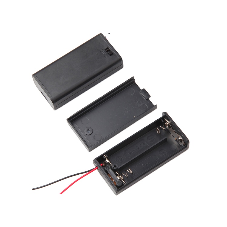 JIAOU 2 xAA 3V Plastic battery cell holder box case With Wires,on/off toggle switch and cover