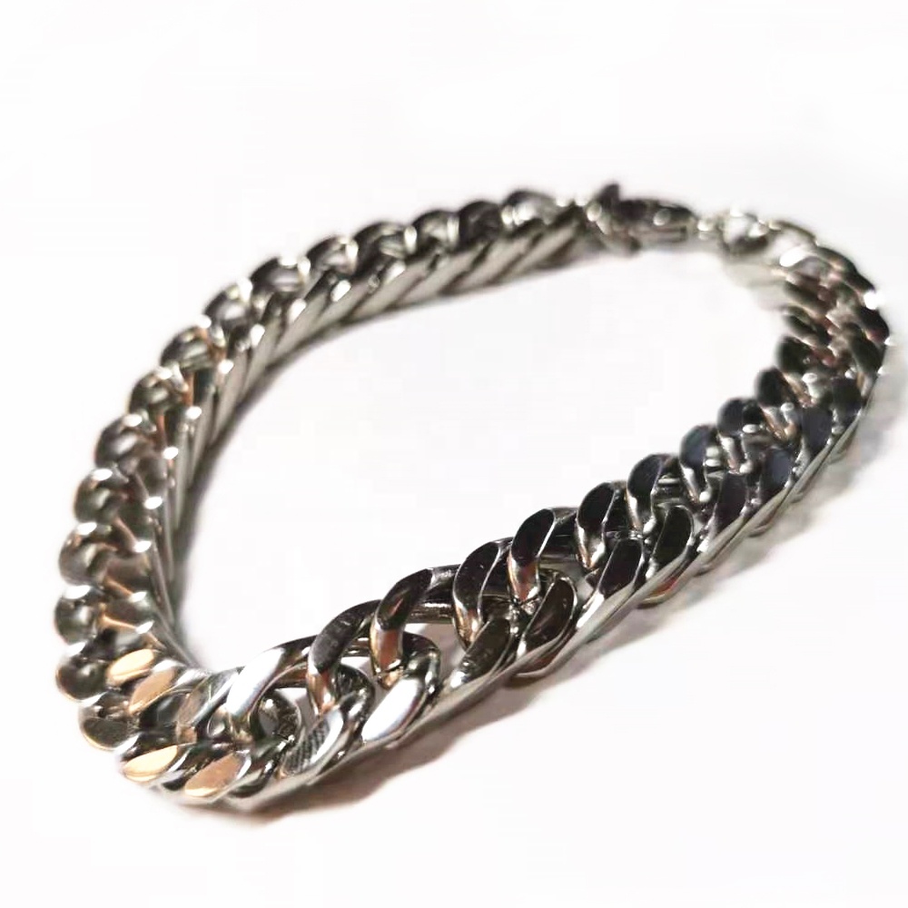 2021Trending Punk Hip Hop Style 10mm Stainless Steel Chain Jewelry 18k Gold Plated Chain Bracelet