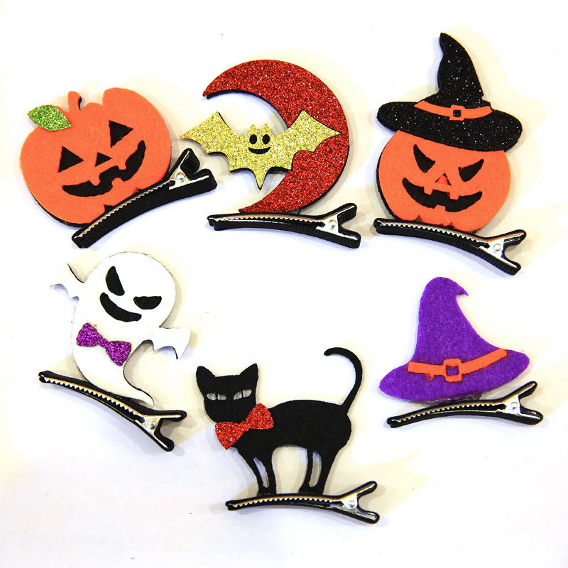 Wholesale Halloween Decorations Custom Hair Clip Pumpkin Cartoon Kids Hair Grips Bobby Pins For Children Hair Accessories
