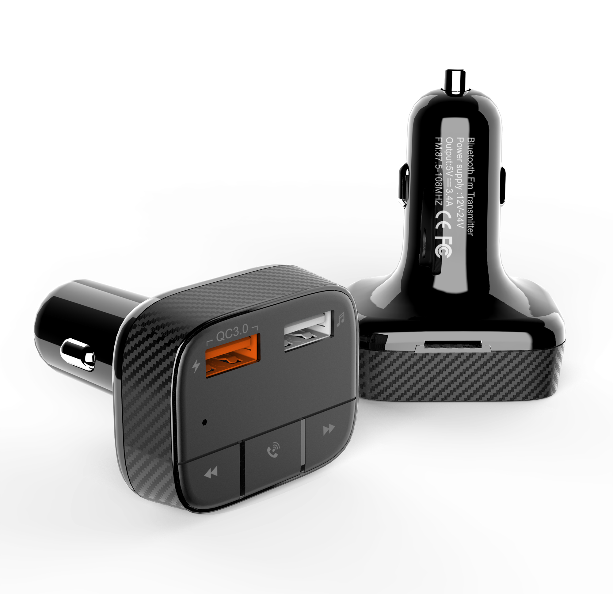 Hot selling Car Kit Radio MP3 player Hands-free car bluetooth fm transmitter with Car dual USB QC3.0 Fast Charger
