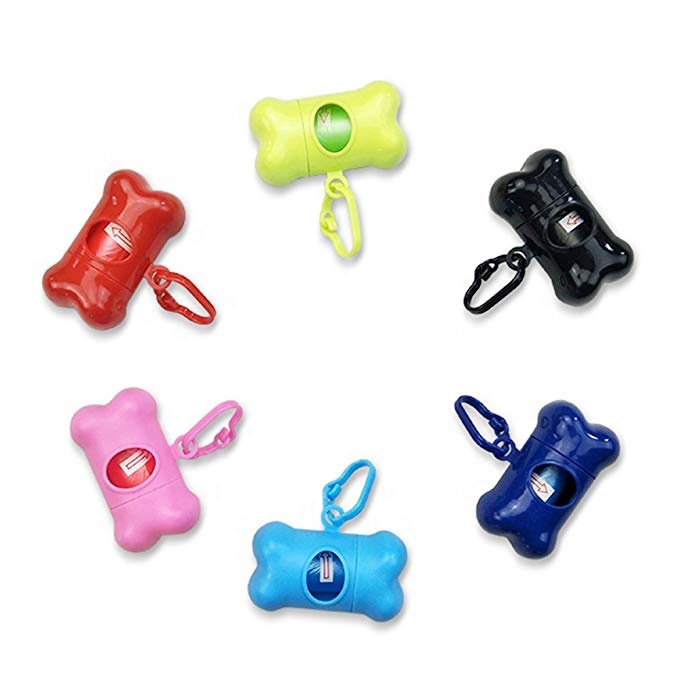 Cute Pet Dog Poop Holder Rubbish Bags Case Bone Shape Garbage Dispenser Box Clean-up Bag Carrier Case With 15pcs Waste Bags