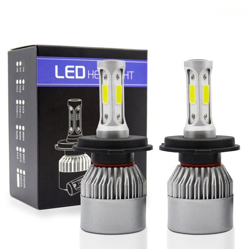 Система автомобильного освещения S2 cob car 9005 9006 h1 led light h7 h11 72w 8000lm круглые светодиодные лампы для автомобильных фар h4 светодиодные фары