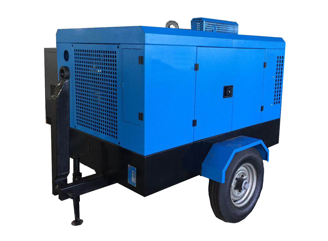 37KW 50HP 190cfm 5.3m3 7bar портативный дизельный двигатель, винтовой воздушный компрессор