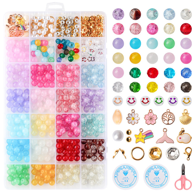 2025 Newest 10mm Crystal Accessories Ice Beads Glass Ronud Cracked Lampwork Beads for DIY Jewelry Bracelet Necklace Making