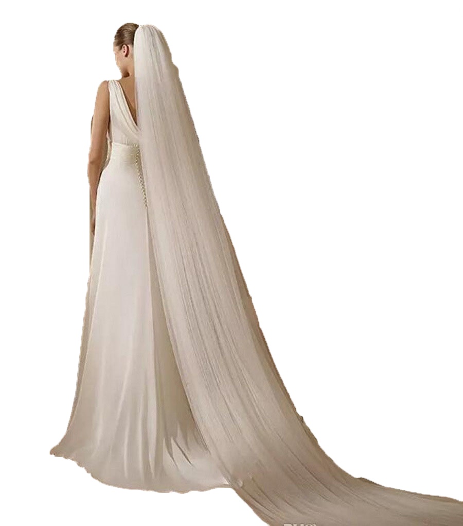 2021 New Arrival 3 Meters Long Soft Net Big Tail Wedding Veil with Hair Comb Accessories Bridal Veil for Women