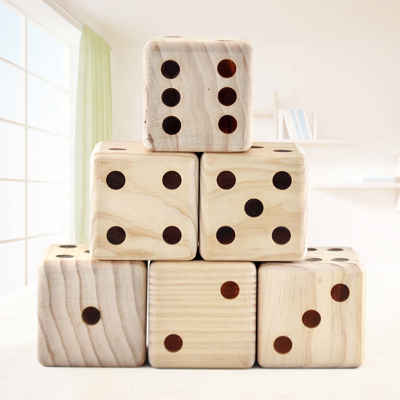 9cm Jumbo Dice Custom Dice Sets Pine Solid Wood Yard Dice Set Custom Big Playing Outdoor Lawn Games Extra Large