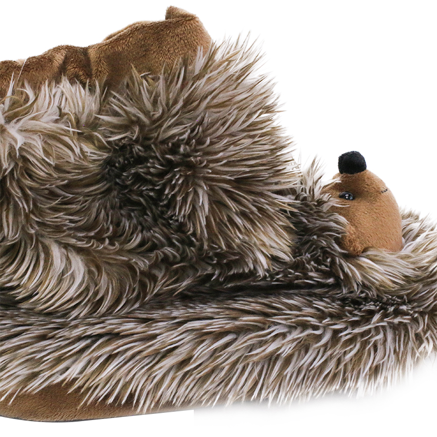 Cute Cartoon Soft Sole Indoor Plush Indoor Hedgehog Animal Slippers For Women