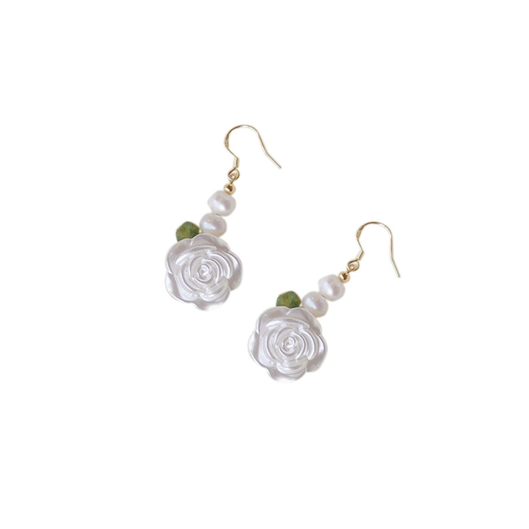New Product 2021 Good Price Bridesmaid Rose Turquoise Freshwater Pearl S925 Silver Earrings