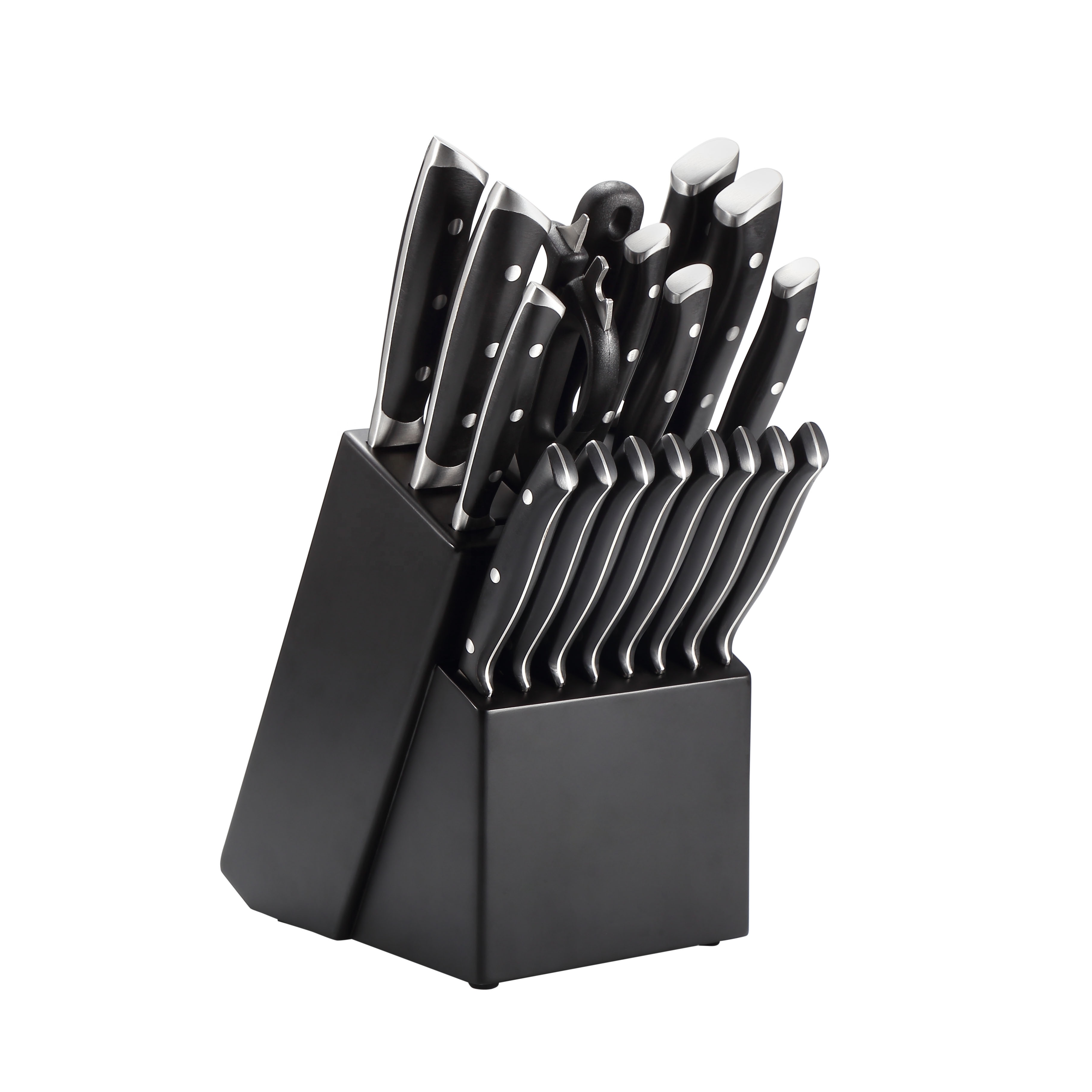 Premium high carbon stainless steel knives set of chef self sharpening19 pieces kitchen knife set with wooden block