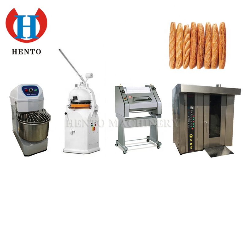 HENTO Factory Commercial Dough Mixer / Dough Divider and Shaper Baguette / Baguette Bread Oven Production Line