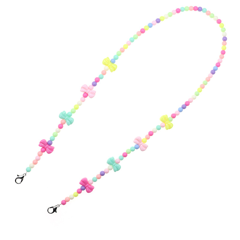 Personalized Smiley Bow Lanyard Necklace Sunglass Eyeglass Glasses Chains Eyewear Retainer Beaded Eyeglass Chain for Girls