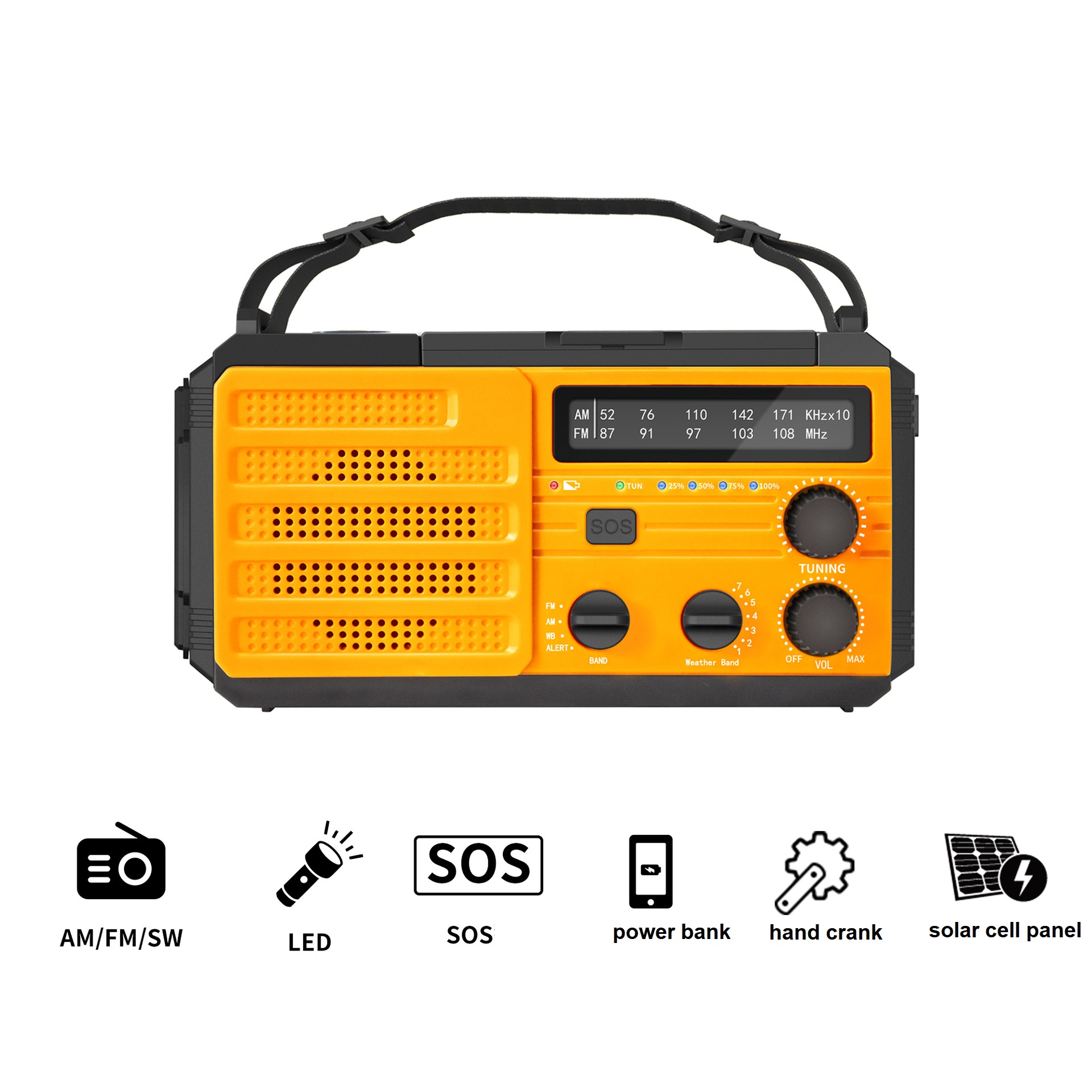 2022 Новое поступление портативная ручная Солнечная зарядка FM AM WB аварийное радио с динамиком фонарик светодиодная лампа