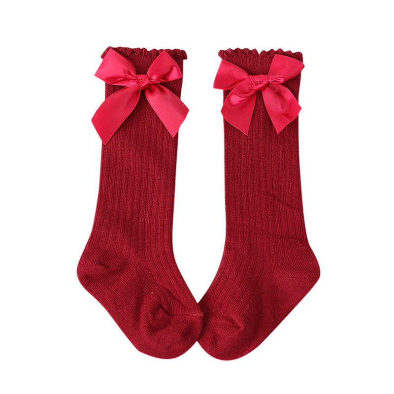 Boutique Girls Knee High Ribbon Bow Boot Socks