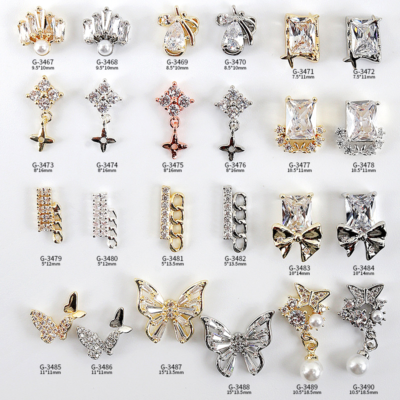Nail zircon diamond real gold coating glitter zircon nail jewelry luxury nail accessories