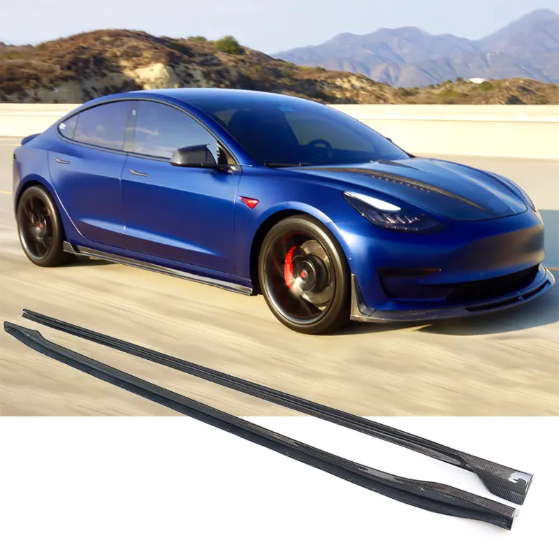 Performance Carbon Fiber Parts 2 Side Skirts Carbon For Tesla Model 3 2020 2021 2022