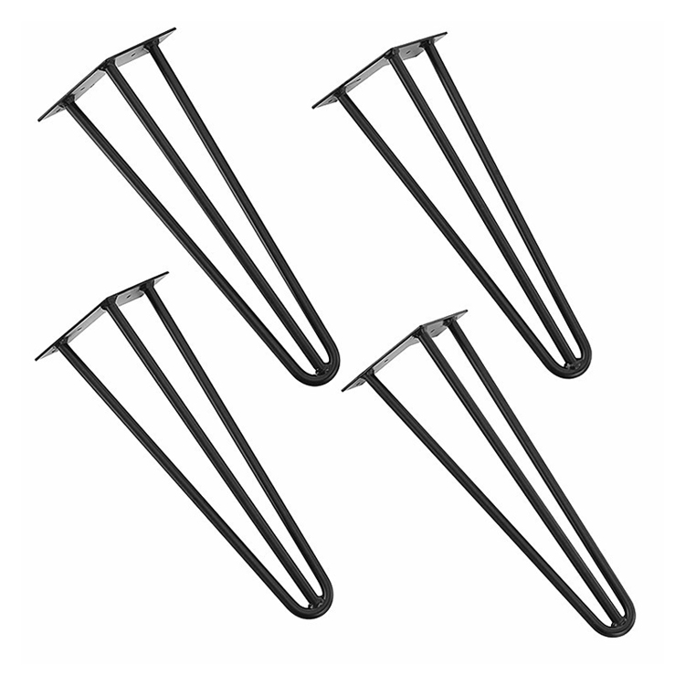 OEM U Shape 3 Rods Hairpin Leg DIY Metal Black Furniture Chair Sofa Coffee Desk Table Legs
