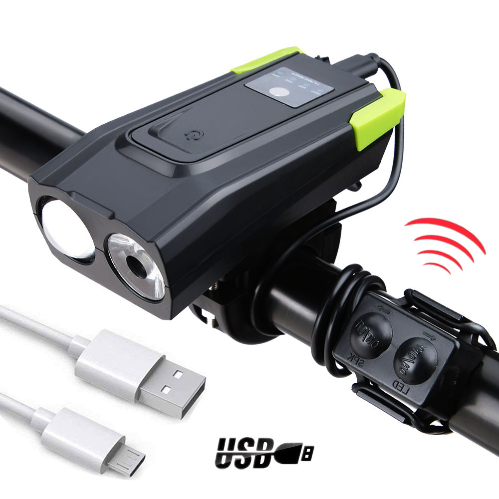 Велосипедный передний фонарь, USB перезаряжаемая умная фара с гудком