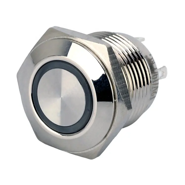 G1 16mm Momentary 1NO Waterproof Metal 12V Red/Green/Blue Light Tri-color RGB Ring LED Illuminated Push Button Switch