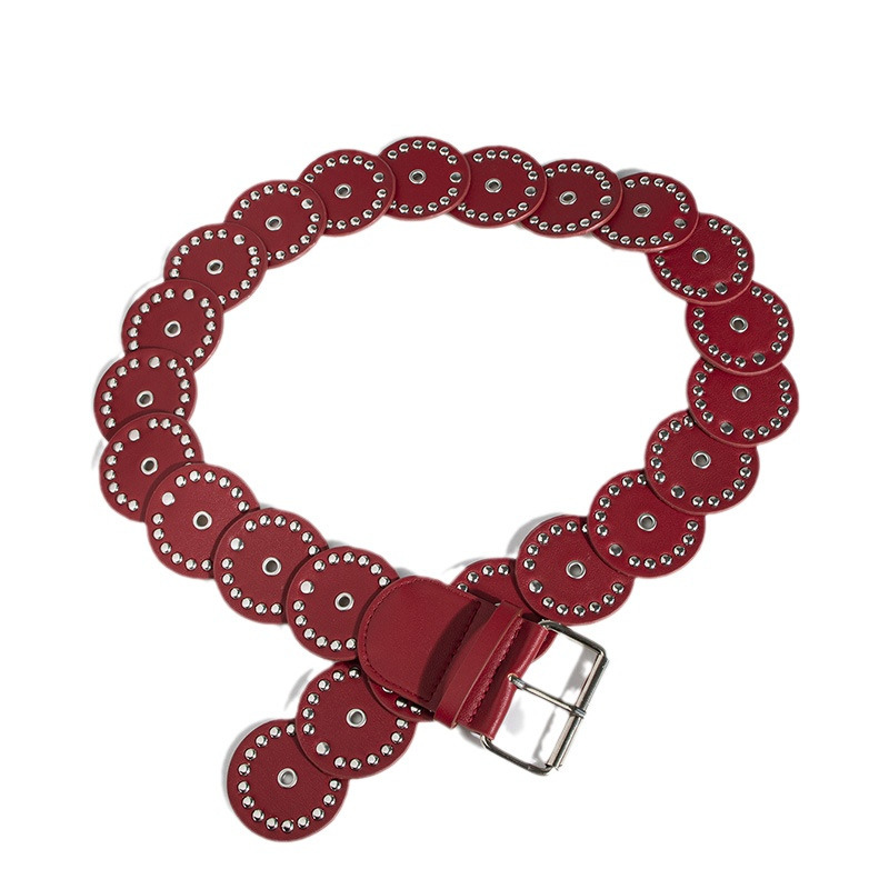 New Style Small Pu Leather Assembled Belt Western Pu Leather Garment Belt Metal Rivet Pin Buckle Rhinestone Belt