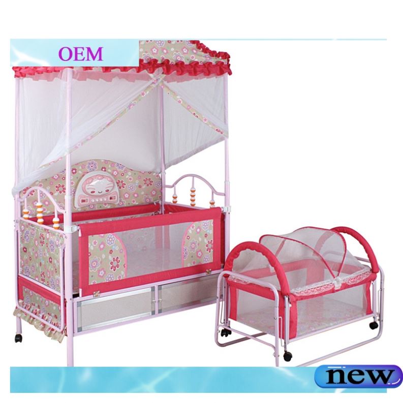Multifunctional Cloth Art Trolley Baby Iron Bed Cradle Crib