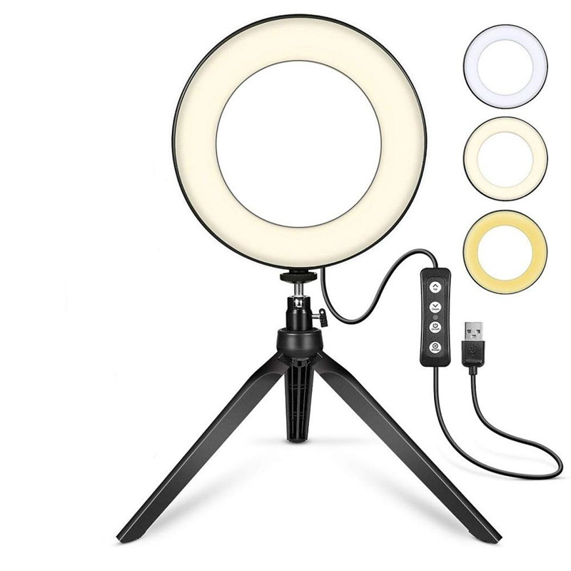 6 дюймов Aro De Luz Selfie Ring Light светодиодная кольцевая лампа с треножником