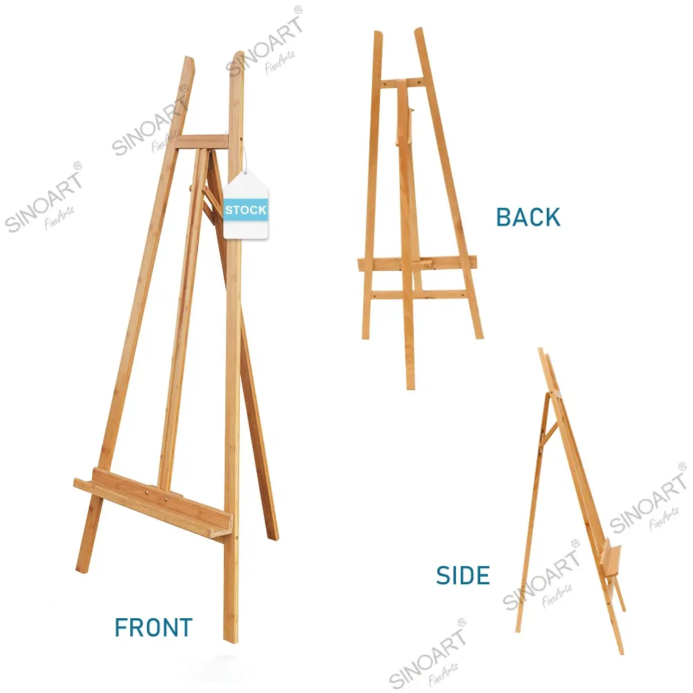 SINOART 162cm Lyre easel stand In Stock Bamboo chevalet peinture natural color caballete pintura