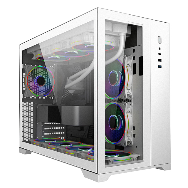 Корпус для ПК из закаленного стекла, игровой корпус для компьютера ATX full tower gamer с RGB веером, корпус для игрового компьютера