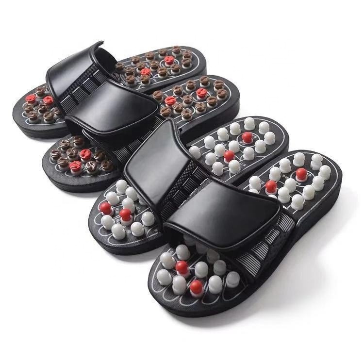 Hot sale foot massage slippers polka dot Japanese rotating health acupressure slippers acupoint health care sole health slippers
