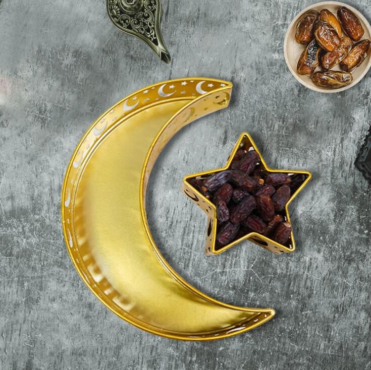Новый сервировочный поднос Eid Mubarak с Луной и звездами, посуда, контейнер для хранения десертов, контейнер для хранения еды Рамадан, столовая посуда, демонстрационный стол, поднос для десертов