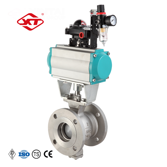 VQ640Y-150LB 3 Inch Hard Seal STL Full Bore WCB V Type Pneumatic Control Ball Valve