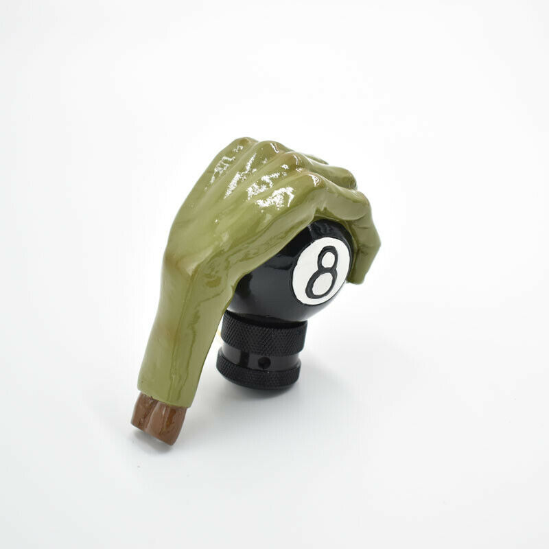 Resin Green Skull Hand Universal Manual Gear Stick Shifter Handle Shift Knob with 3 Adapters 8mm 10mm 12mm
