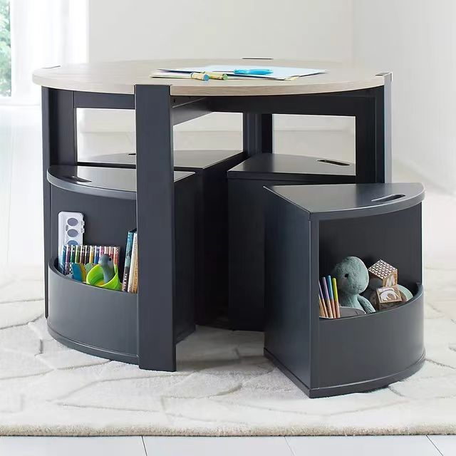 Kids Table and Chair Set for Kids Toddler 5 Piece Sets Children Play Activity Table with Storage for Playroom