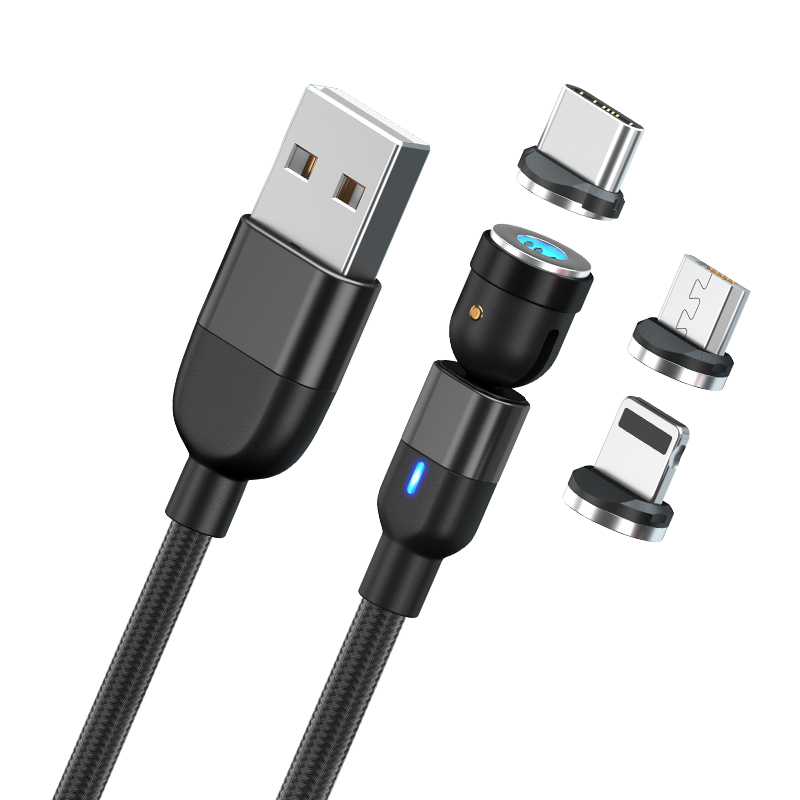 OEM низкая цена 3A Быстрый зарядный Магнитный кабель для передачи данных Аксессуары для мобильных телефонов оптом в наличии 540 градусов Магнитный кабель