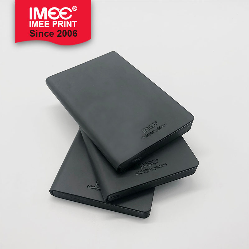 IMEE Горячая продажа роскошный бизнес Пользовательский логотип Печатный гравированный мягкий черный PU кожаный блокнот