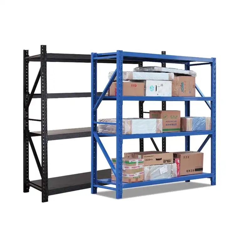 Custom Heavy Duty Shelving 300 Kg layer Garage Black 4 Tier Warehouse Storage Metal Stacking Shelf Rack Unit for Warehouse