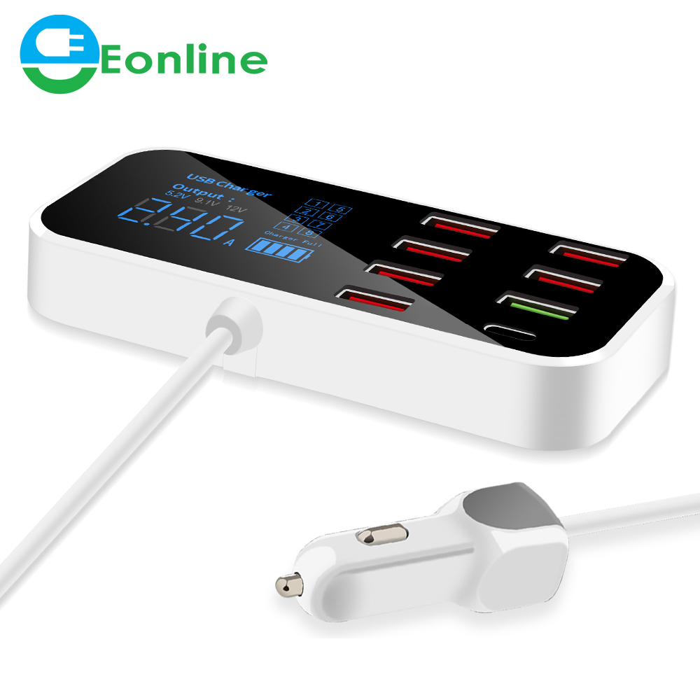 40 Вт 8 портов USB Автомобильное зарядное устройство светодиодный дисплей QC3.0 2.4A Быстрая зарядка для iPhone 11 Pro Max X Samsung Xiaomi Huawei автомобильное зарядное устройство для телефона