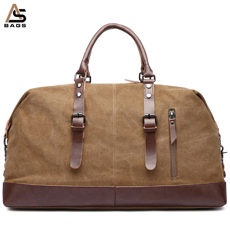 Guangdong Custom High Quality Designer Vintage Retro Large Brown Canvas leather travel Duffel Duffle Bag